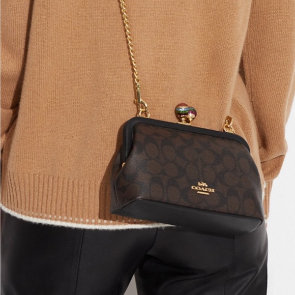 NWT Coach Nora Kisslock Brown Black Crossbody Bag - Picture 5 of 9